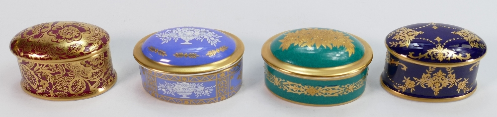 A collection of Minton prototype pill boxes: Date from 1990s including Pate sur Pate,