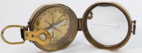 Early 20th century brass folding compass by Ross of London: Diameter 7.5cm.