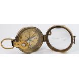 Early 20th century brass folding compass by Ross of London: Diameter 7.5cm.