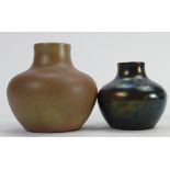 Ashworths studio pottery vases: Metalised glazes dated 1978, height of tallest 11cm.