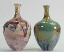 Tony Laverick studio pottery vases: Mottled glaze, height of tallest 16cm.