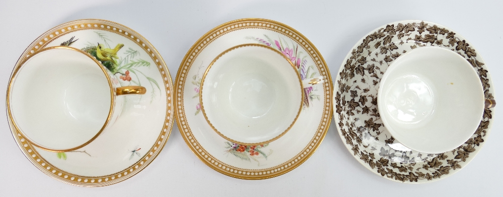 A collection of 19th century Royal Worcester cups and saucers: In various designs. - Image 3 of 4