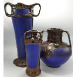 A collection of Bretby Art Nouveau two handled vases: Comprising vase shape 1677, 1550 and 1677,