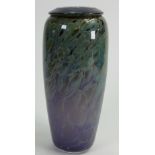 Mottled blue art glass vase: signature to base, height 20cm.