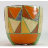 Clarice Cliffe Bizarre jardiniere with Geometric design: Height 13cm