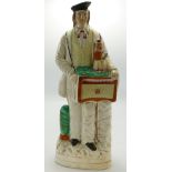 Large 19th century Staffordshire figure The Hurdy Gurdy man: Standing 39cm high.