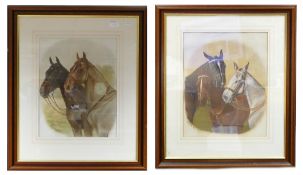 Walter Harrowing, pair watercolours of horses: Watercolour heightened with bodycolour,