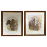 Walter Harrowing, pair watercolours of horses: Watercolour heightened with bodycolour,