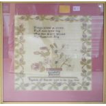 19th century framed Sampler dated 1848: Frame size 55 x 55cm