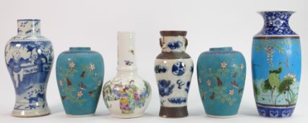 A collection of Chinese porcelain vases: Including crackle and high fired, early blue & white,