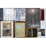 A collection of coins: Comprising two framed pictures Currency of Great Britain,