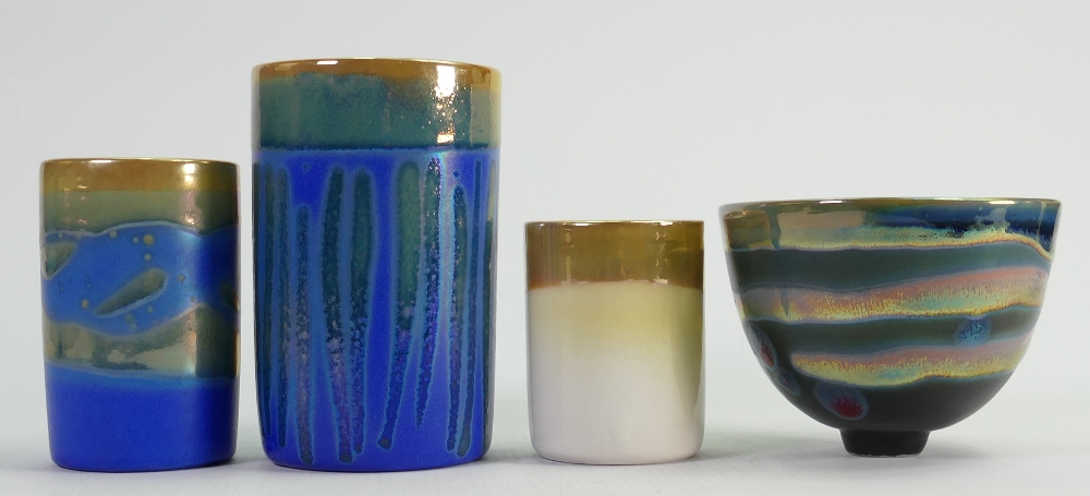 A collection of studio pottery vases: All by Marjorie Clinton in metalised glazes, - Image 4 of 5