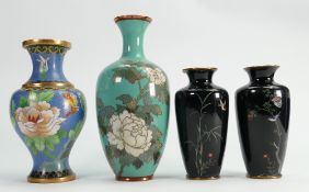 A collection of Chinese Cloisonné small vases: tallest 18.