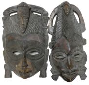 Two Large African Tribal Face masks: height of tallest 62cm(2)