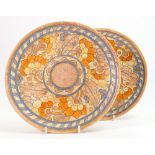 Pair of Charlotte Rhead Crown Ducal wall plaques: In the Byzantine design, diameter 26.5cm.