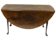 18th century drop leaf pad foot dining table: Height 70cm,