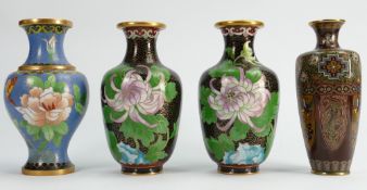 A collection of Chinese Cloisonné small vases: tallest 16cm (4)