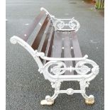 Cast iron Coalbrookdale style garden seat: With embossed leaf decoration.