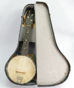 British made vintage Banjo in case: Length 56cm.