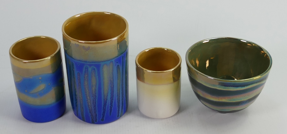 A collection of studio pottery vases: All by Marjorie Clinton in metalised glazes, - Image 3 of 5