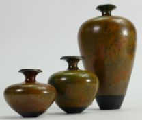 A collection of Andrew Hill studio pottery vases: Height of tallest 16cm.