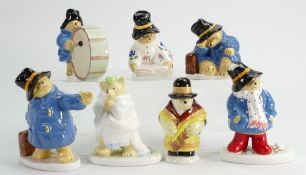 A collection of Coalport Paddington Bear figures: To include Bathtime, In the Snow, Hitchhikes,