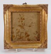 18th century French woven silk picture: In later gilt frame, 16cm x 16cm.