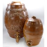 19th century Stoneware liqueur barrels: One embossed with local Staffordshire coat of arms together