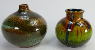 Poole studio pottery squat vases: Larger one impressed initials CS, height of tallest 11cm.