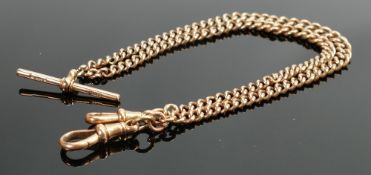 9ct gold Edwardian double Albert watch chain: Hallmarked on every link, and measuring 43.
