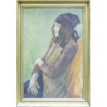 Lady Wendy Batsford Girl in purple scarf: (1916 - 2007) Oil on board, signed in full lower right,