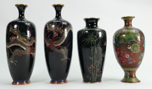 A collection of Chinese Cloisonné small vases: including pair of Dragon vases,