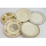 Five 18th century plates including Wedgwood: Creamware plate with Liverpool birds,