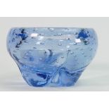 Whitefriars small art glass bowl: in blue colours and bubbles, height 13cm.