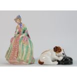Paragon figures: An early hand painted figure Lady Melanie and Paragon model of puppy asleep on a