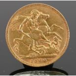 1900 gold Full Sovereign: Victoria and St George and the dragon.