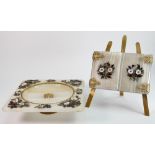 Howell & Jamesson of London onyx and brass double picture frame with similar comport: Damage noted