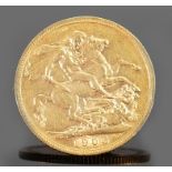 1906 gold Full Sovereign: Edward VII and St George and the dragon.