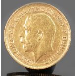 1912 gold Half Sovereign: George V and St George and the dragon.