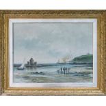 French oil on canvas coastal harbour: Indistinctly signed & dated '06.