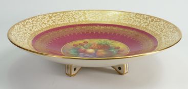 George Jones & Sons Crescent ware fruit bowl: Hand painted with fruit by W Birbeck, diameter 31cm.
