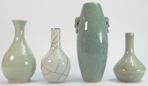 A collection of Chinese Crackle glazed vases: Tallest height 23.5cm.