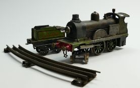 Bing 4-4-0 LSWR Live Steam Engine & Tender: with large collection of matching track