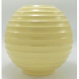 Keith Murray cream ribbed vase of globular form: An unusual design and shape, standing 17.5cm high.