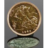 1982 gold Half Sovereign: Elizabeth II and St George and the dragon.