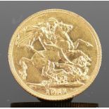 1911 gold Full Sovereign: George V and St George and the dragon.