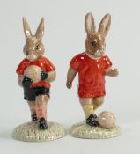 Royal Doulton pair of Bunnykins soccer player figures: Comprising Goalkeeper DB118 and Footballer