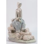 Lladro figure Girl with Piglets: Height 27cm.