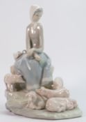 Lladro figure Girl with Piglets: Height 27cm.