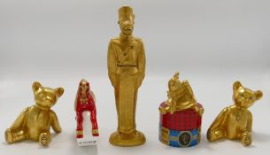 A collection of Minton gilded artist signed novelty pieces: All hand made and signed by Alex Hooper